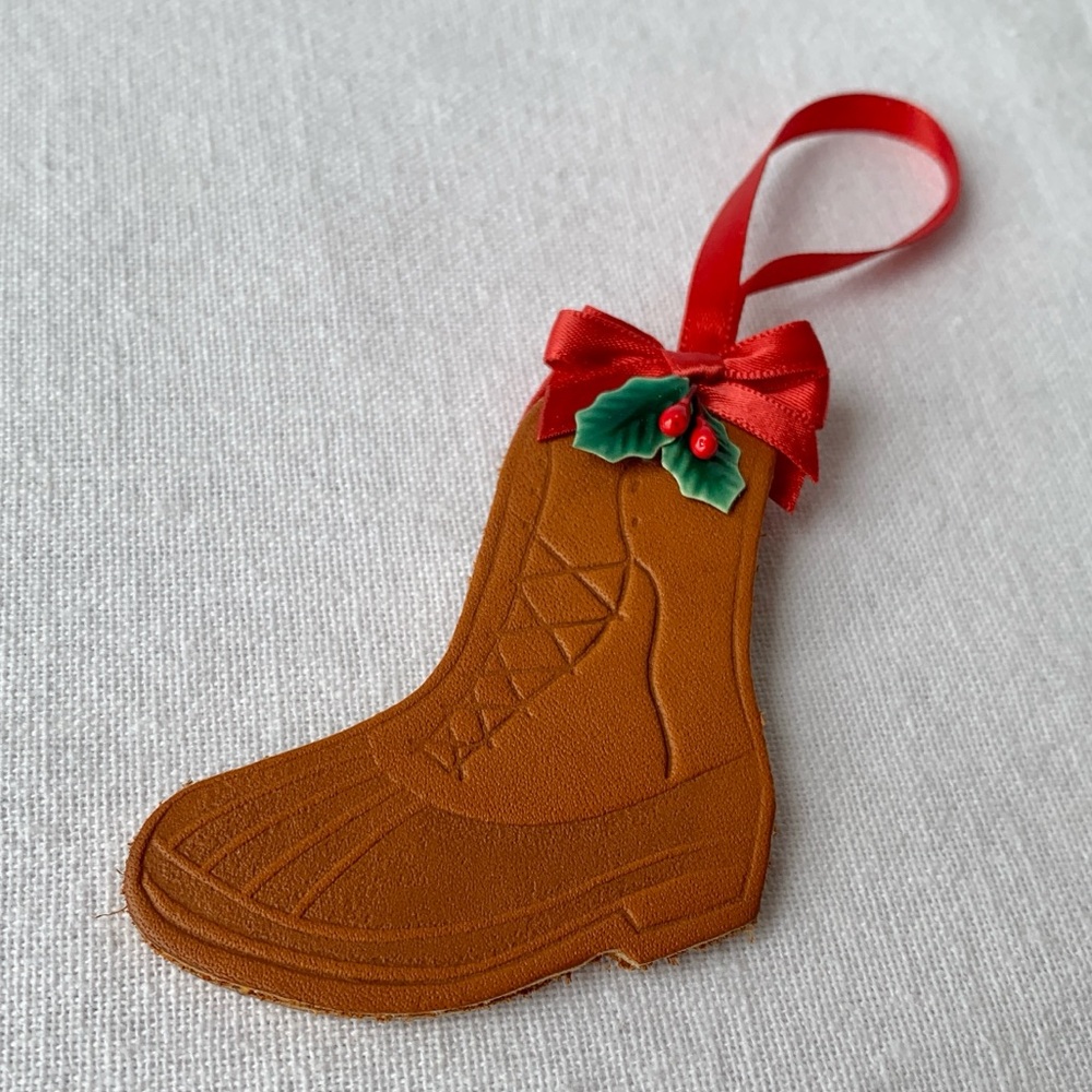 L. L. Bean Rare Vintage Leather Miniature Duck Boot Christmas Tree Ornament